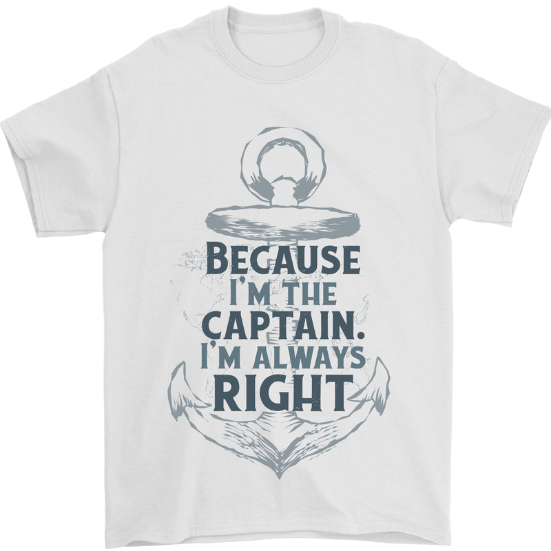Sailing Captain Narrow Boat Barge Sailor Mens T-Shirt Cotton Gildan White