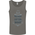 Sailing Captain Narrow Boat Barge Sailor Mens Vest Tank Top Charcoal