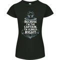 Sailing Captain Narrow Boat Barge Sailor Womens Petite Cut T-Shirt Black