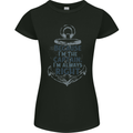 Sailing Captain Narrow Boat Barge Sailor Womens Petite Cut T-Shirt Black