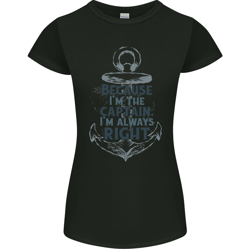 Sailing Captain Narrow Boat Barge Sailor Womens Petite Cut T-Shirt Black