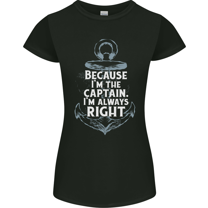 Sailing Captain Narrow Boat Barge Sailor Womens Petite Cut T-Shirt Black
