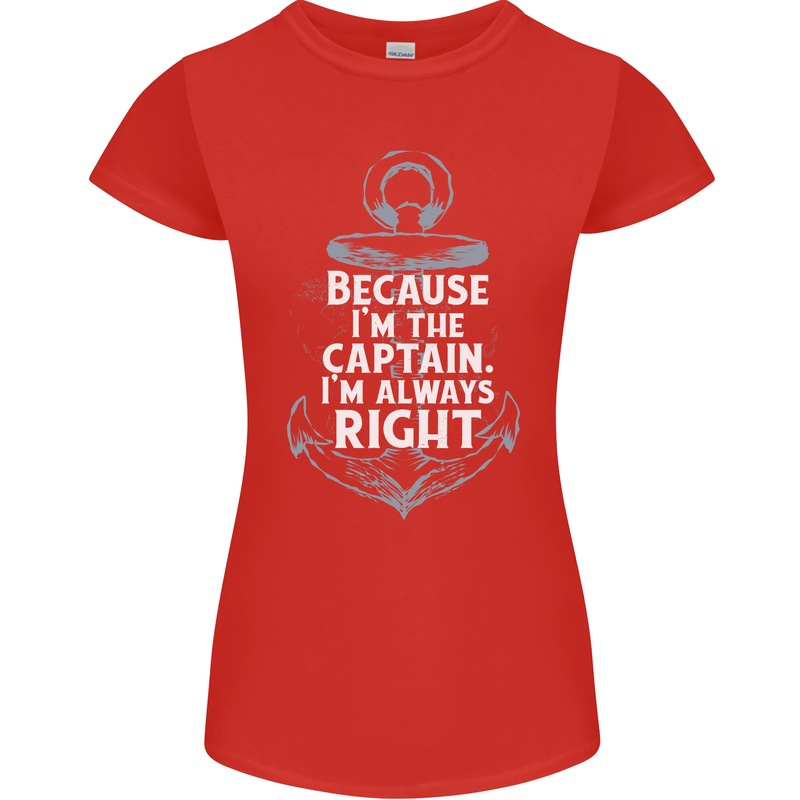 Sailing Captain Narrow Boat Barge Sailor Womens Petite Cut T-Shirt Red