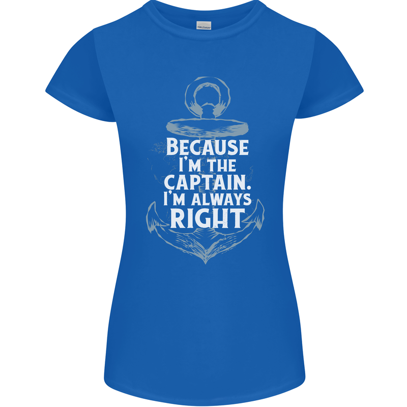 Sailing Captain Narrow Boat Barge Sailor Womens Petite Cut T-Shirt Royal Blue
