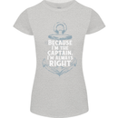 Sailing Captain Narrow Boat Barge Sailor Womens Petite Cut T-Shirt Sports Grey