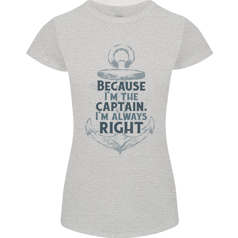 Sailing Captain Narrow Boat Barge Sailor Womens Petite Cut T-Shirt Sports Grey