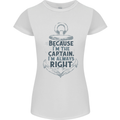 Sailing Captain Narrow Boat Barge Sailor Womens Petite Cut T-Shirt White