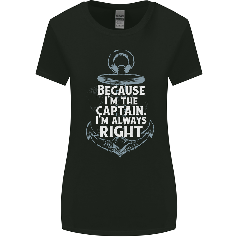 Sailing Captain Narrow Boat Barge Sailor Womens Wider Cut T-Shirt Black