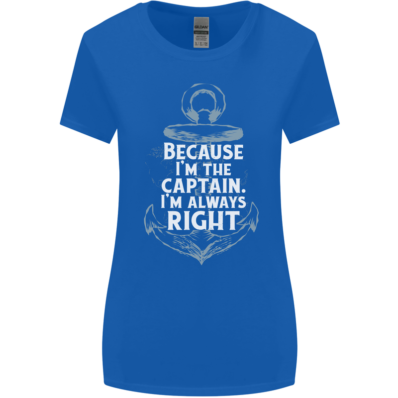 Sailing Captain Narrow Boat Barge Sailor Womens Wider Cut T-Shirt Royal Blue