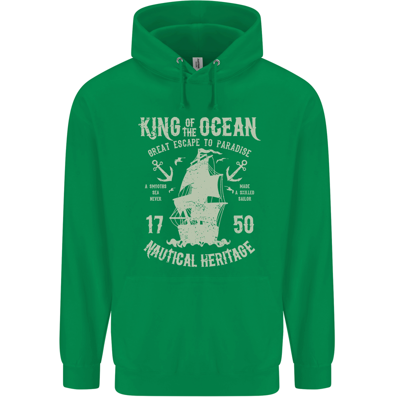 Sailing King of the Ocean Sailor Boat Mens 80% Cotton Hoodie Irish Green