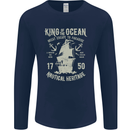 Sailing King of the Ocean Sailor Boat Mens Long Sleeve T-Shirt Navy Blue