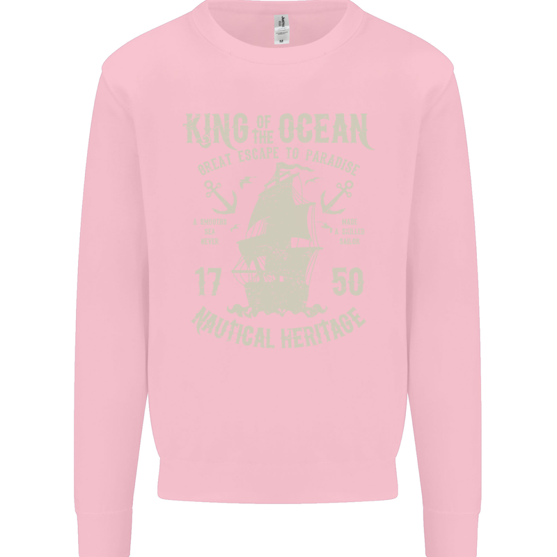Sailing King of the Ocean Sailor Boat Mens Sweatshirt Jumper Light Pink