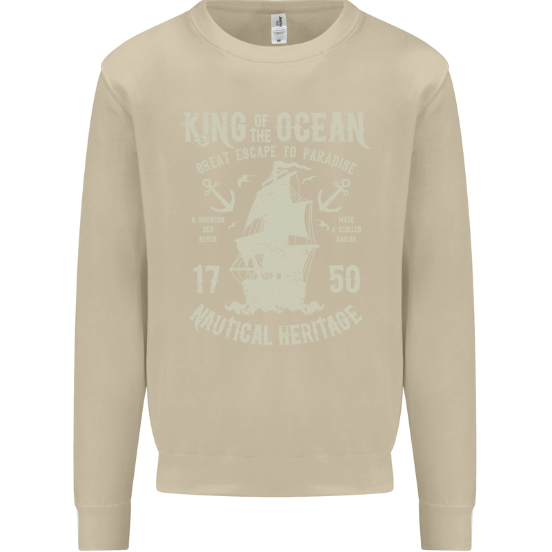Sailing King of the Ocean Sailor Boat Mens Sweatshirt Jumper Sand