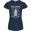 Sailing King of the Ocean Sailor Boat Womens Petite Cut T-Shirt Navy Blue