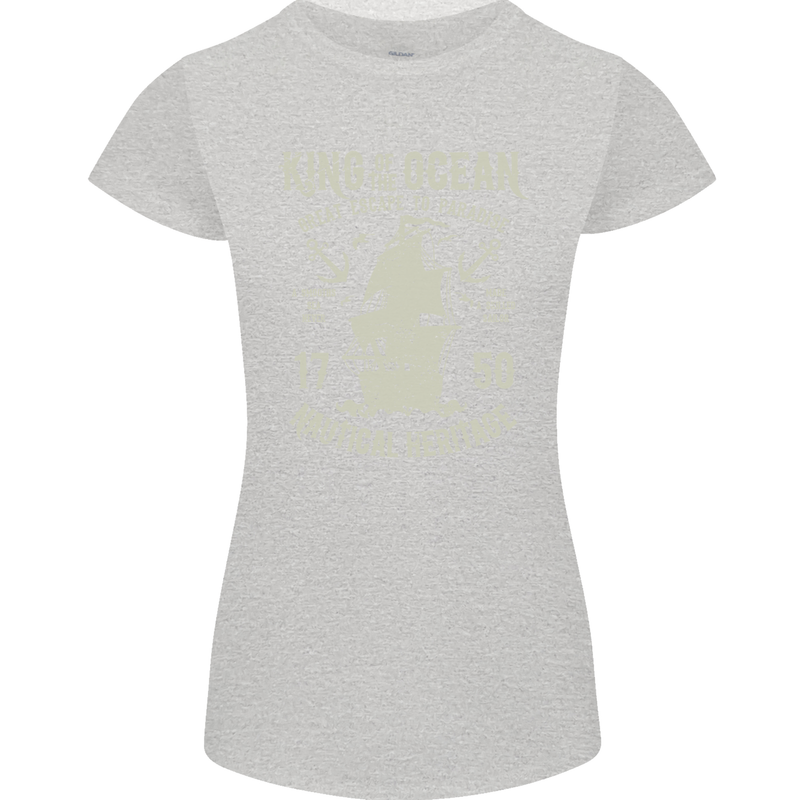 Sailing King of the Ocean Sailor Boat Womens Petite Cut T-Shirt Sports Grey