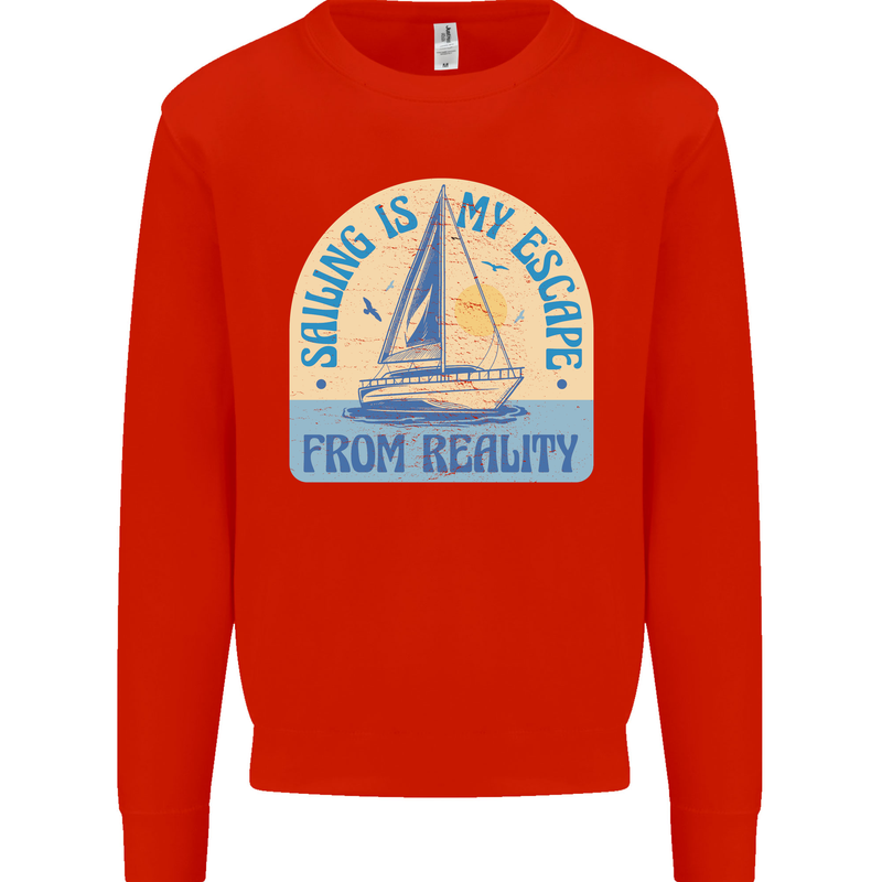 Sailing My Escape From Reality Sailor Kids Sweatshirt Jumper Bright Red