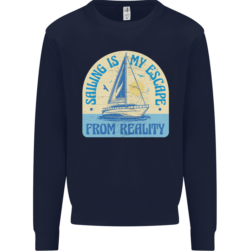 Sailing My Escape From Reality Sailor Kids Sweatshirt Jumper Navy Blue