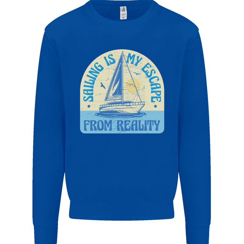 Sailing My Escape From Reality Sailor Kids Sweatshirt Jumper Royal Blue