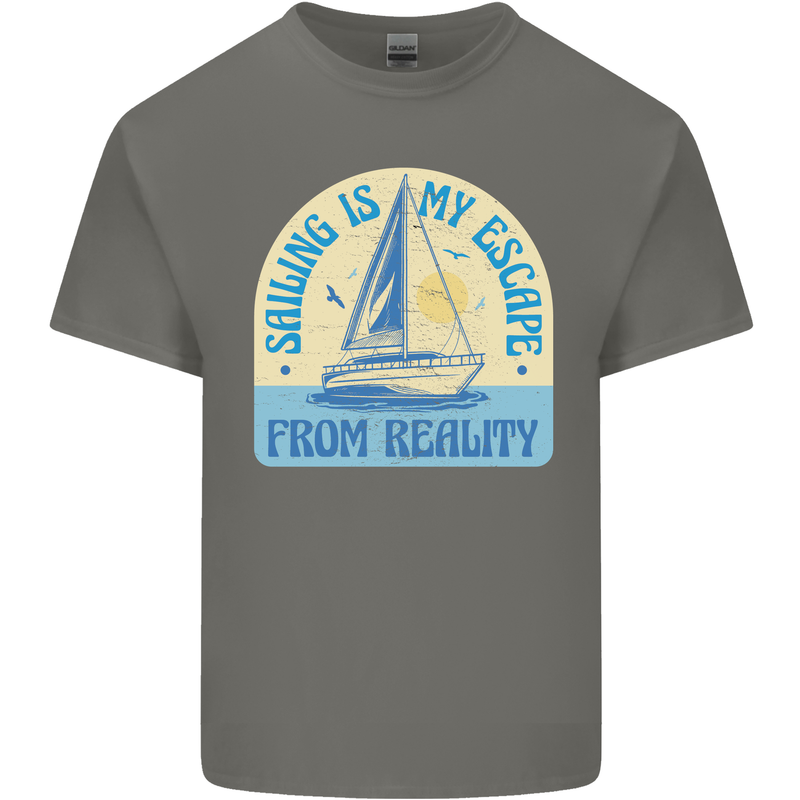 Sailing My Escape From Reality Sailor Mens Cotton T-Shirt Tee Top Charcoal