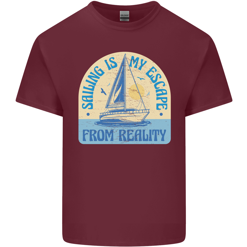 Sailing My Escape From Reality Sailor Mens Cotton T-Shirt Tee Top Maroon