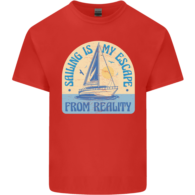 Sailing My Escape From Reality Sailor Mens Cotton T-Shirt Tee Top Red