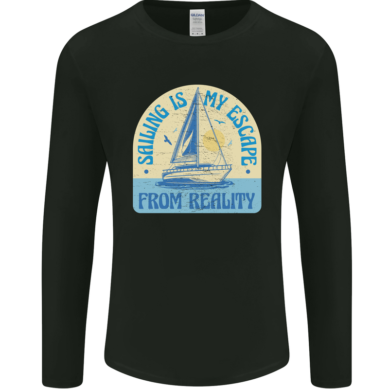 Sailing My Escape From Reality Sailor Mens Long Sleeve T-Shirt Black