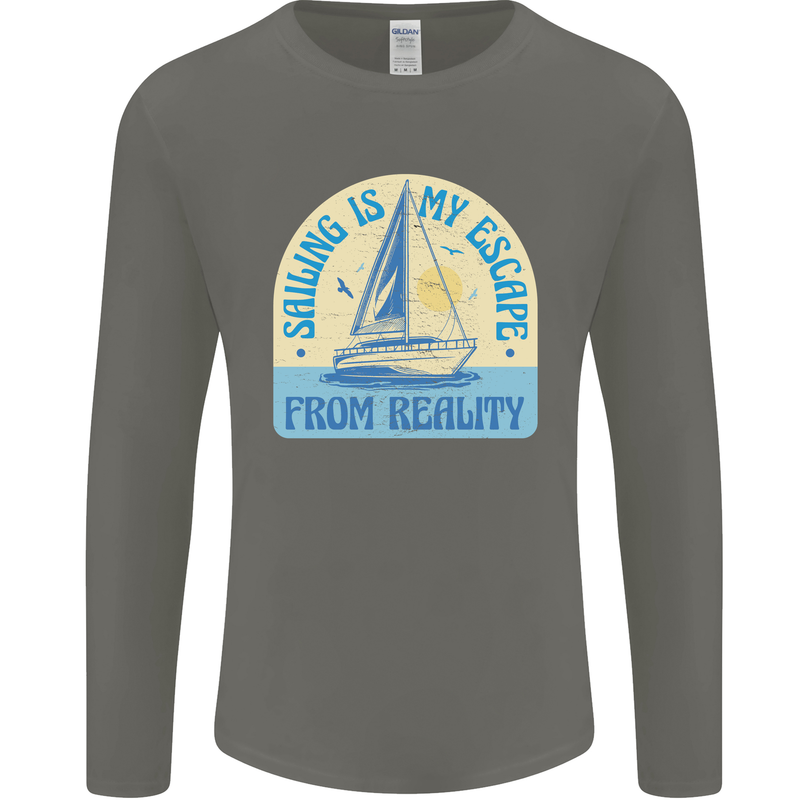 Sailing My Escape From Reality Sailor Mens Long Sleeve T-Shirt Charcoal