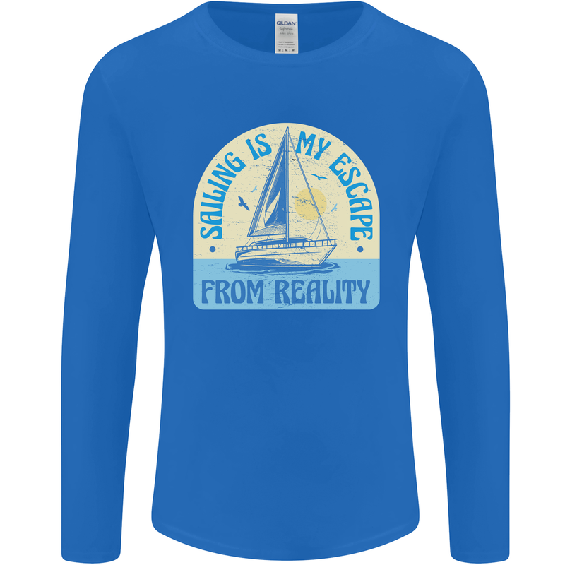 Sailing My Escape From Reality Sailor Mens Long Sleeve T-Shirt Royal Blue
