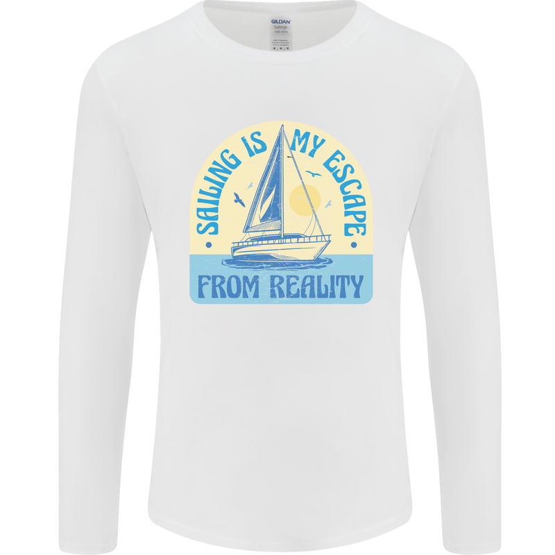 Sailing My Escape From Reality Sailor Mens Long Sleeve T-Shirt White