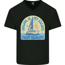 Sailing My Escape From Reality Sailor Mens V-Neck Cotton T-Shirt Black