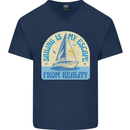 Sailing My Escape From Reality Sailor Mens V-Neck Cotton T-Shirt Navy Blue