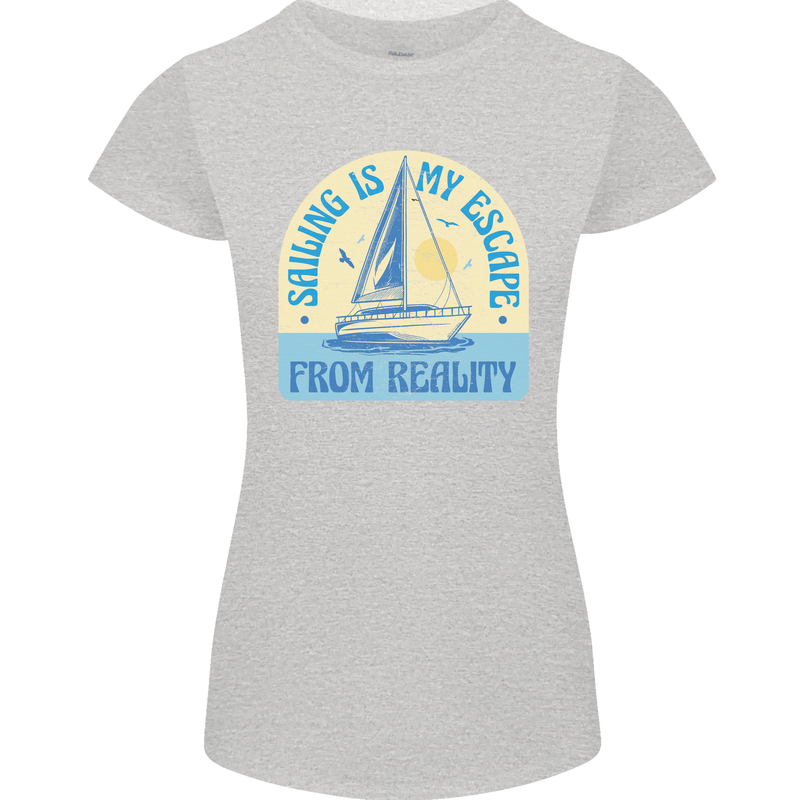 Sailing My Escape From Reality Sailor Womens Petite Cut T-Shirt Sports Grey