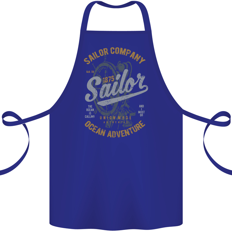 Sailor Company Sailing Boat Yacht Speedboat Cotton Apron 100% Organic Royal Blue