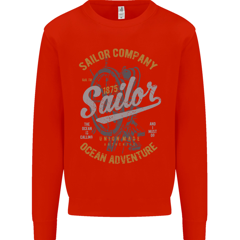 Sailor Company Sailing Boat Yacht Speedboat Kids Sweatshirt Jumper Bright Red