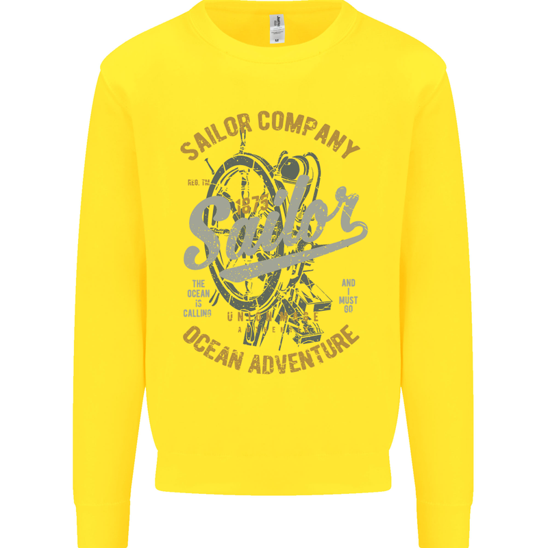 Sailor Company Sailing Boat Yacht Speedboat Kids Sweatshirt Jumper Yellow