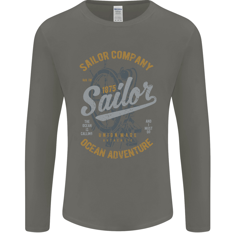Sailor Company Sailing Boat Yacht Speedboat Mens Long Sleeve T-Shirt Charcoal
