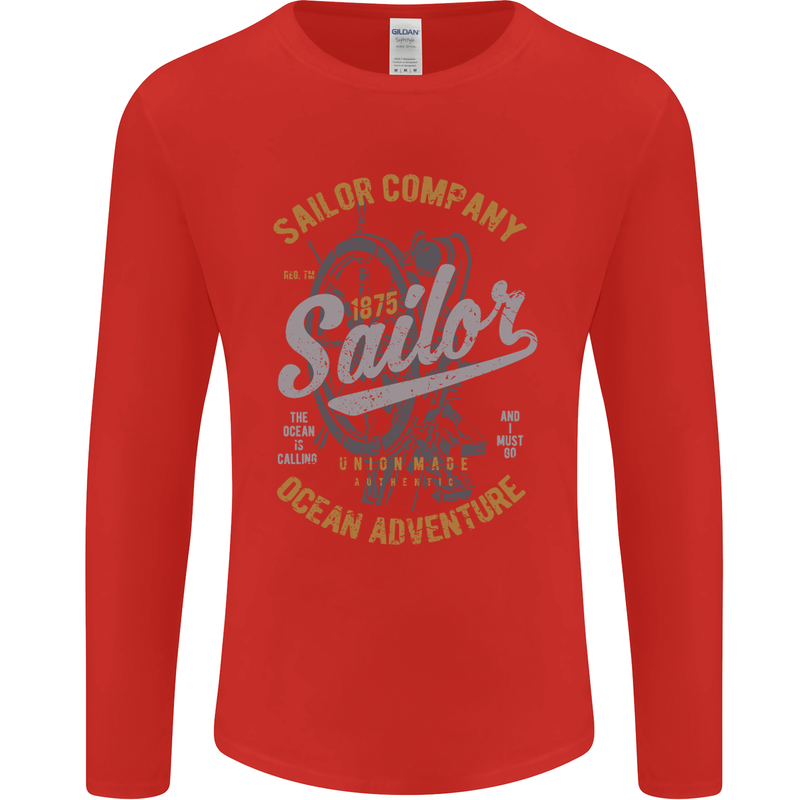 Sailor Company Sailing Boat Yacht Speedboat Mens Long Sleeve T-Shirt Red