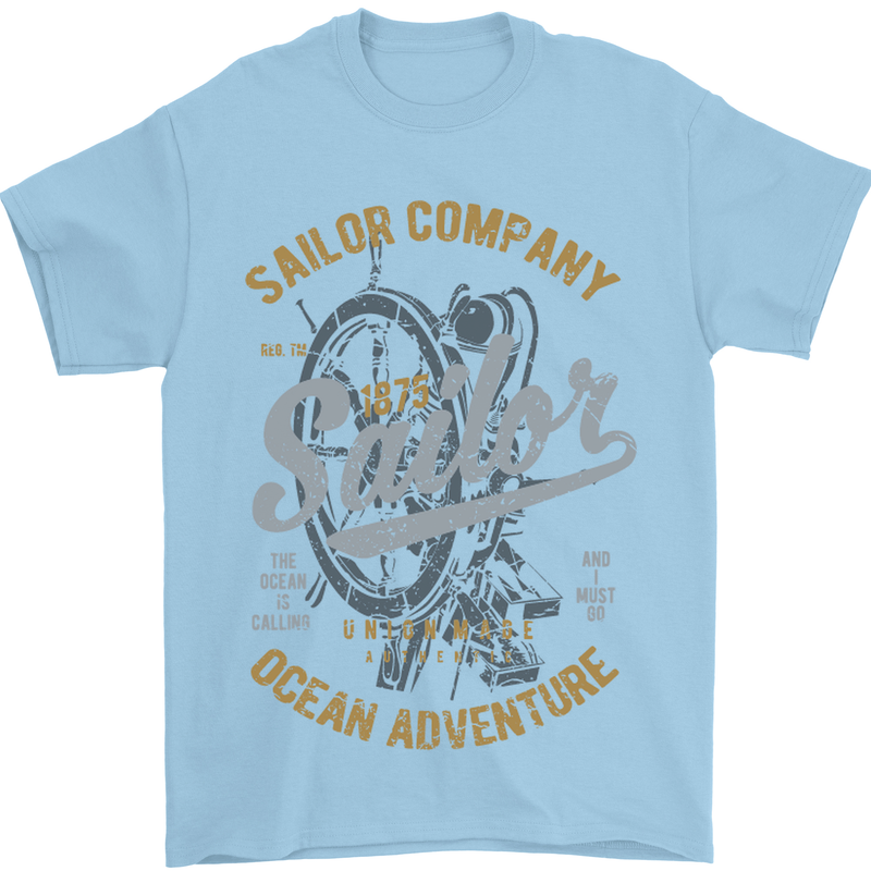 Sailor Company Sailing Boat Yacht Speedboat Mens T-Shirt Cotton Gildan Light Blue