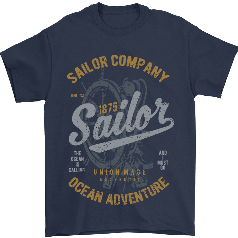 Sailor Company Sailing Boat Yacht Speedboat Mens T-Shirt Cotton Gildan Navy Blue