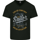 Sailor Company Sailing Boat Yacht Speedboat Mens V-Neck Cotton T-Shirt Black