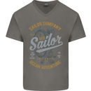 Sailor Company Sailing Boat Yacht Speedboat Mens V-Neck Cotton T-Shirt Charcoal