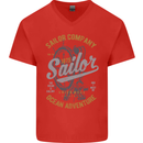 Sailor Company Sailing Boat Yacht Speedboat Mens V-Neck Cotton T-Shirt Red