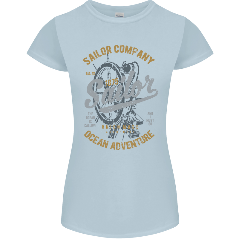 Sailor Company Sailing Boat Yacht Speedboat Womens Petite Cut T-Shirt Light Blue