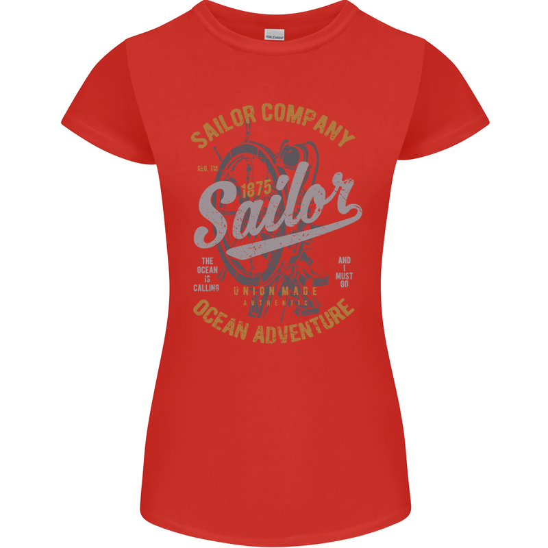 Sailor Company Sailing Boat Yacht Speedboat Womens Petite Cut T-Shirt Red