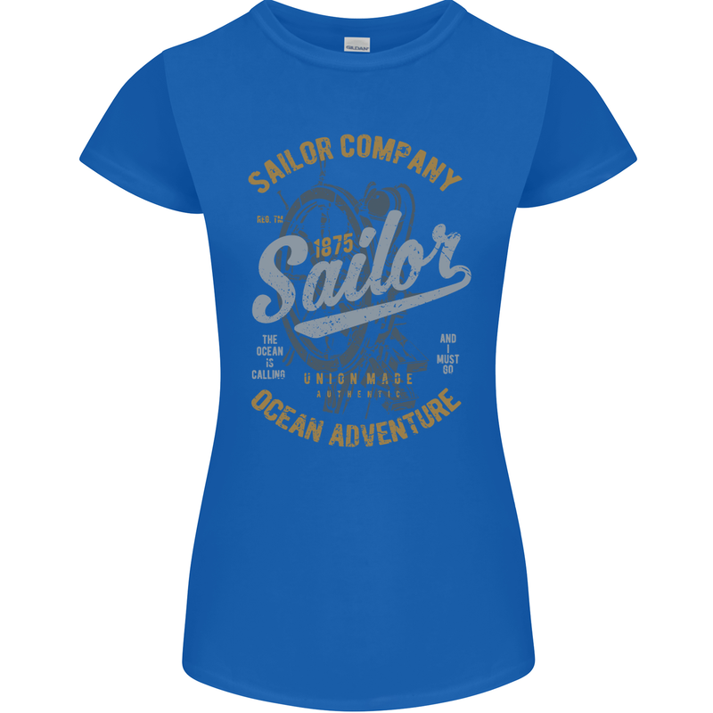 Sailor Company Sailing Boat Yacht Speedboat Womens Petite Cut T-Shirt Royal Blue