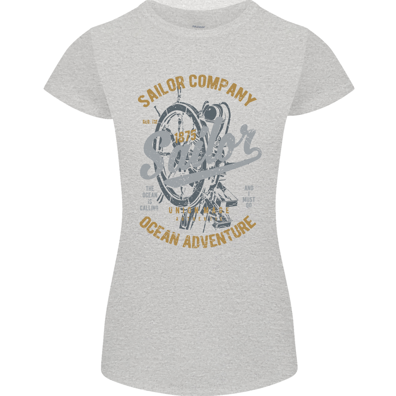 Sailor Company Sailing Boat Yacht Speedboat Womens Petite Cut T-Shirt Sports Grey
