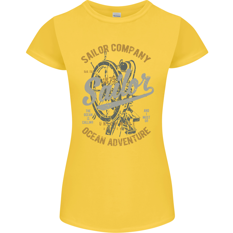 Sailor Company Sailing Boat Yacht Speedboat Womens Petite Cut T-Shirt Yellow