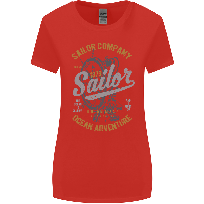 Sailor Company Sailing Boat Yacht Speedboat Womens Wider Cut T-Shirt Red