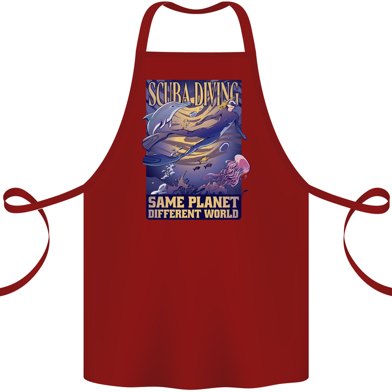 Same Planet Different World Cotton Apron 100% Organic Maroon