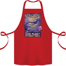 Same Planet Different World Cotton Apron 100% Organic Red